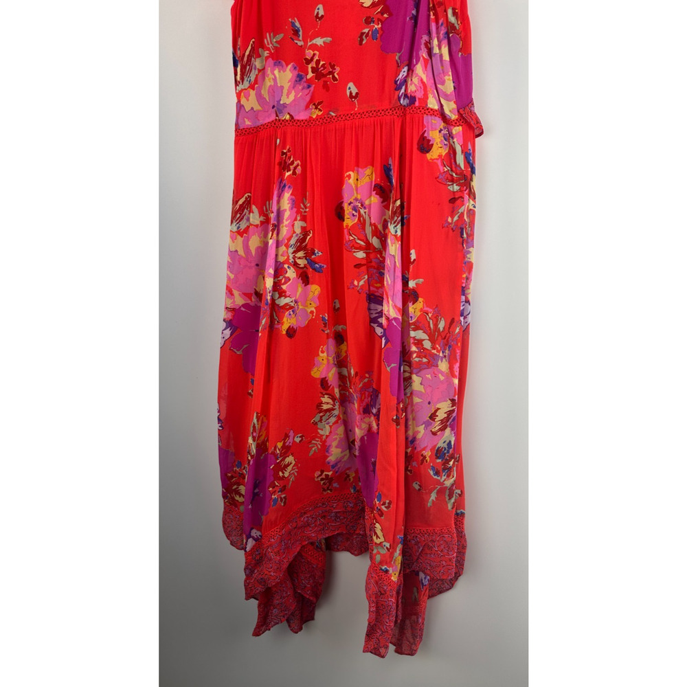 Maeve x Anthropologie Grecia Ruffle Dress Floral Red Handkerchief Hem Size 4 - Picture 10 of 13